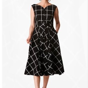Eshakti Sweetheart Windowpane Check Dress 1X 18W